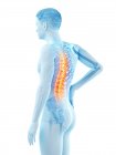 Side view of male body with back pain on white background, conceptual illustration. — Stock Photo