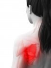 Corps abstrait de femme avec douleur à l'épaule, illustration conceptuelle par ordinateur . — Photo de stock