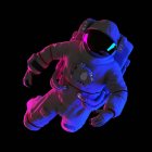 Astronaut schwebt auf schwarzem Hintergrund, Computerillustration. — Stockfoto
