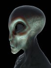 Grey alien head on black background, digital illustration. — Stock Photo