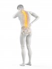 Vista posteriore del corpo maschile a tutta lunghezza con mal di schiena, illustrazione concettuale . — Foto stock