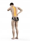 Visão traseira do corpo masculino em comprimento total com dor nas costas, ilustração conceitual . — Fotografia de Stock