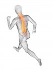 Silhouette d'athlète de course avec maux de dos, illustration conceptuelle . — Photo de stock