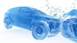 Danni al veicolo durante un incidente d'auto frontale, illustrazione digitale . — Foto stock