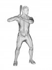 Skelett eines Baseballspielers in Aktion, Computerillustration. — Stockfoto