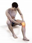 Silhouette eines sitzenden Mannes mit Knieschmerzen, konzeptionelle Illustration. — Stockfoto