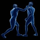 3D цифрова ілюстрація двох абстрактних чоловіків боксу на чорному тлі . — стокове фото