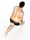 Вид под высоким углом на бегун с избыточным весом с болью в спине, цифровая иллюстрация . — стоковое фото