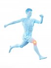 Силует бігуна з болем у коліні, цифрова ілюстрація . — стокове фото