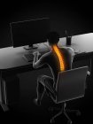 Боль в спине офисного работника, сидящего и работающего за столом, концептуальная иллюстрация . — стоковое фото