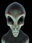 Grey alien head on black background, digital illustration. — Stock Photo