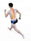 Silueta de atleta en carrera con dolor de espalda, ilustración conceptual . - foto de stock
