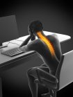 Стрессовый офисный работник с болью в спине, концептуальная иллюстрация . — стоковое фото