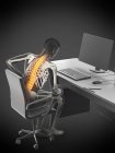 Работник мужского офиса с болью в спине из-за сидения, концептуальная иллюстрация . — стоковое фото