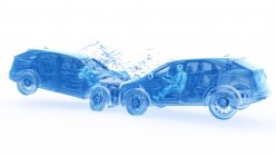 Raio-X ilustração do risco de lesão enquanto head-on acidente de carro, arte digital . — Fotografia de Stock