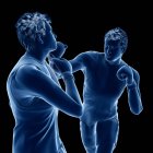 Illustrazione digitale 3d di due uomini astratti che lottano su sfondo nero . — Foto stock