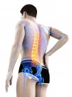 Cuerpo masculino con dolor de espalda en ángulo bajo, ilustración conceptual . - foto de stock