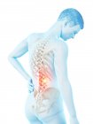Silueta masculina con dolor de espalda sobre fondo blanco, ilustración conceptual
. - foto de stock