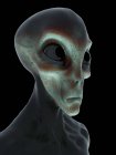 Tête alien grise sur fond noir, illustration numérique . — Photo de stock