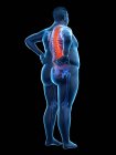 Silueta de longitud completa masculina obesa con dolor de espalda, ilustración digital . - foto de stock