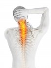 Corpo masculino em visão traseira com dor visível no pescoço, ilustração conceitual . — Fotografia de Stock