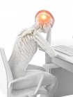 Conceptual illustration of abstract office worker having headache at workplace. — Stock Photo