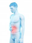 Corps masculin abstrait avec douleurs abdominales, illustration numérique conceptuelle . — Photo de stock