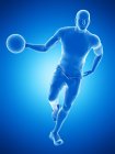 Jugador de baloncesto abstracto con silueta de pelota durante el juego, ilustración digital . - foto de stock