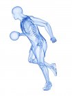 Esqueleto de jogador de basquete em ação, ilustração de computador . — Fotografia de Stock