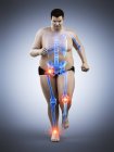 Obese runner with joint pain, computer illustration. — Stock Photo