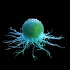 Абстрактна синя кольорова ракова клітина на чорному тлі, цифрове зображення. — стокове фото