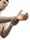 Male body with glowing wrist pain, conceptual illustration. — Stock Photo