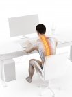 Dolor de espalda del oficinista sentado y trabajando en el escritorio, ilustración conceptual . - foto de stock