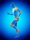 Silhouette de joggeuse masculine ayant des douleurs articulaires, illustration conceptuelle . — Photo de stock
