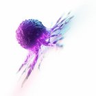 Célula de cáncer de color púrpura abstracta sobre fondo blanco, ilustración digital . - foto de stock