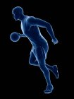 Joueur de basket abstrait avec silhouette boule pendant le jeu, illustration numérique . — Photo de stock