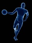 Joueur de basket abstrait avec silhouette boule pendant le jeu, illustration numérique . — Photo de stock