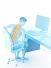 Работник мужского офиса с болью в спине из-за сидения, концептуальная иллюстрация . — стоковое фото