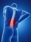 Silhouette des männlichen Körpers mit Rückenschmerzen in Tiefansicht, digitale Illustration. — Stockfoto