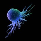 Cellule cancéreuse abstraite de couleur bleue sur fond noir, illustration numérique
. — Photo de stock