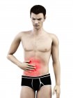 Corpo masculino abstrato com dor abdominal, ilustração digital conceitual . — Fotografia de Stock
