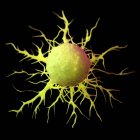 Абстрактна жовта кольорова ракова клітина на чорному тлі, цифрове зображення. — стокове фото