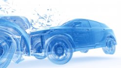 Повреждение автомобиля при лобовой аварии, цифровая иллюстрация . — стоковое фото
