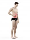 Cuerpo masculino abstracto con dolor abdominal, ilustración digital conceptual . - foto de stock