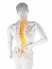 Corpo masculino com dor nas costas em visão de alto ângulo, ilustração conceitual . — Fotografia de Stock