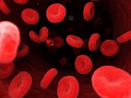 Erythrocytes red blood cells in human blood vessel, digital illustration. — Stock Photo
