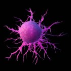 Abstract pink colored cancer cell on black background, digital illustration. — Stock Photo