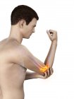 Abstract male body with visible elbow pain, conceptual illustration. — Stock Photo