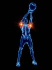 Joints pain during kettlebell workout, conceptual digital illustration. — Stock Photo