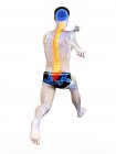 Rückansicht des männlichen Läuferkörpers mit Rückenschmerzen in Aktion, konzeptionelle Illustration. — Stockfoto